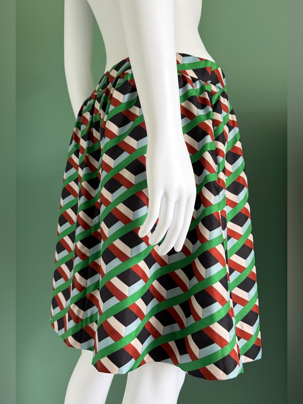 J. Crew Ratti Graphic Diamond Print Silk Skirt